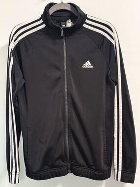 adidas 3 Stripe Track Jacket Men’s M Black White Full Zip Warm Up